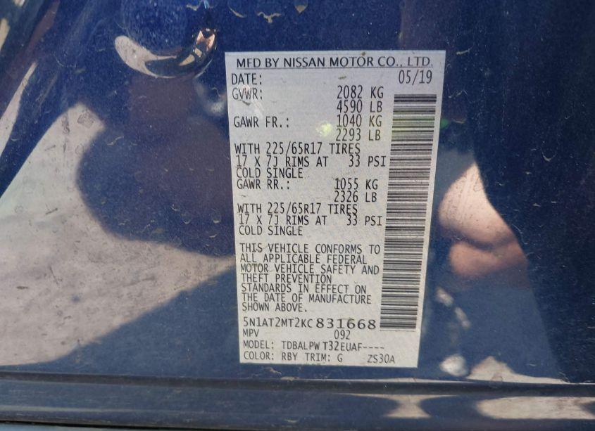 Photo 9 of 2019 Nissan Rogue S (VIN 5N1AT2MT2KC831668)