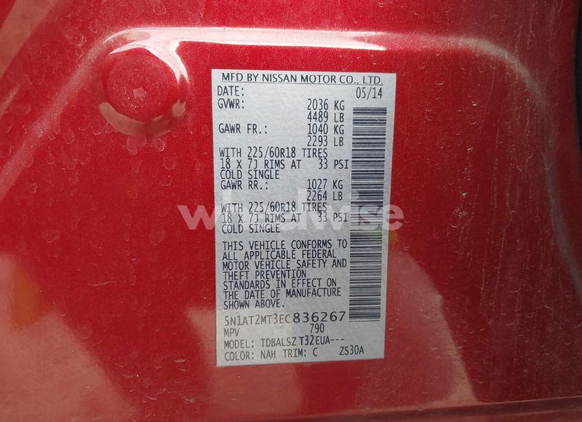 Photo 9 of 2014 Nissan Rogue SL (VIN 5N1AT2MT3EC836267)