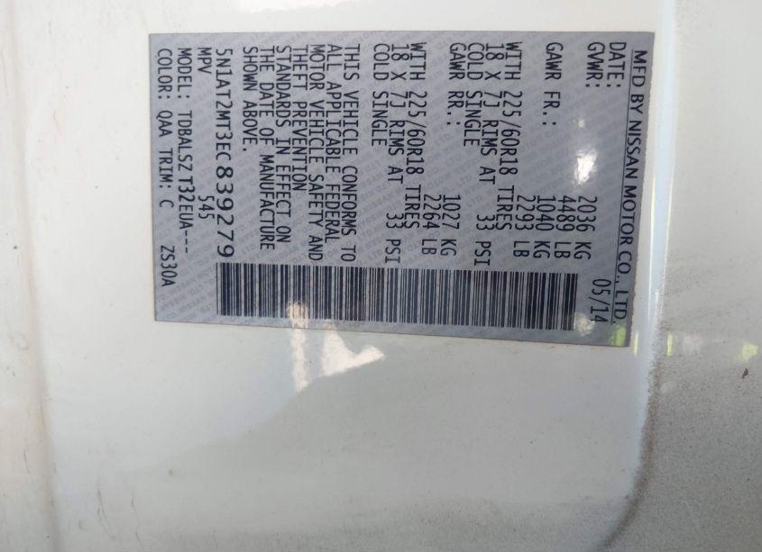 Photo 9 of 2014 Nissan Rogue SL (VIN 5N1AT2MT3EC839279)