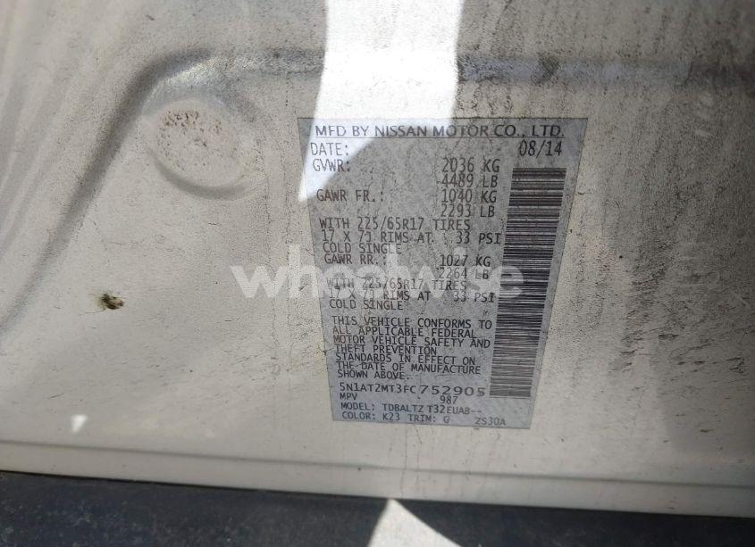 Photo 9 of 2015 Nissan Rogue SV (VIN 5N1AT2MT3FC752905)