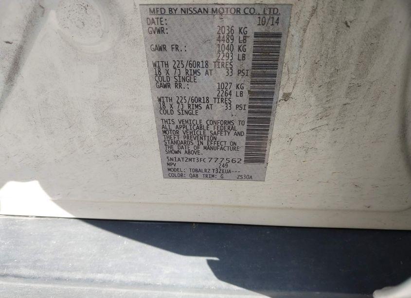 Photo 9 of 2015 Nissan Rogue SL (VIN 5N1AT2MT3FC777562)