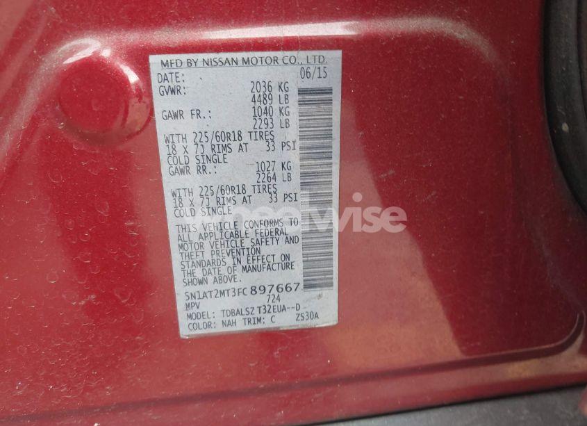 Photo 9 of 2015 Nissan Rogue SL (VIN 5N1AT2MT3FC897667)