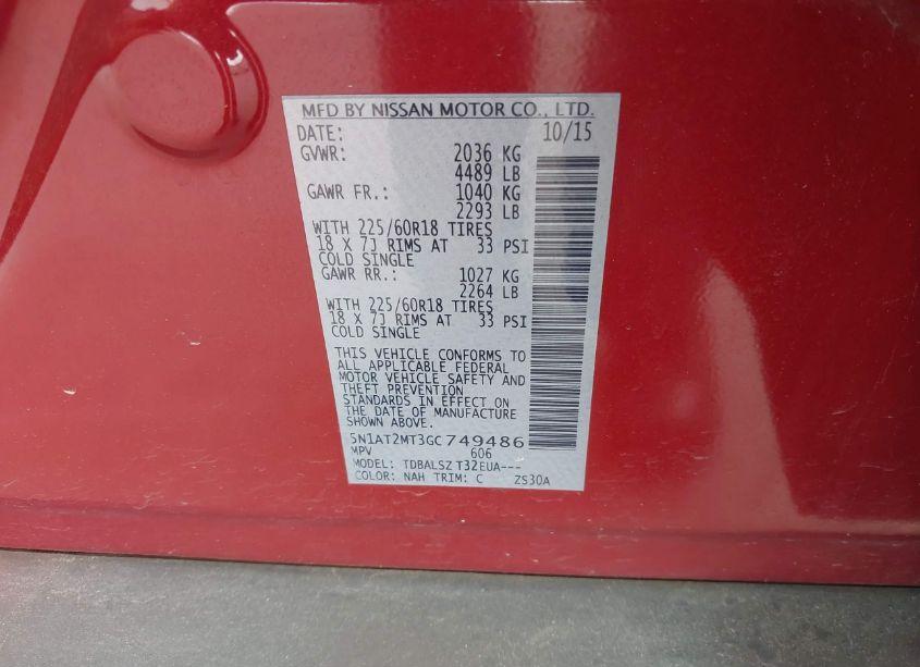 Photo 9 of 2016 Nissan Rogue SL (VIN 5N1AT2MT3GC749486)