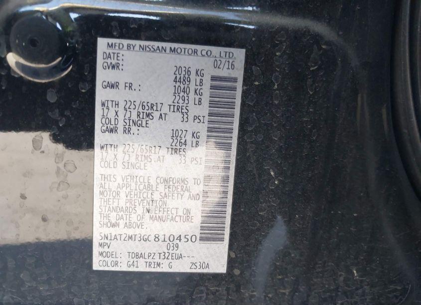 Photo 9 of 2016 Nissan Rogue S/SL/SV (VIN 5N1AT2MT3GC810450)