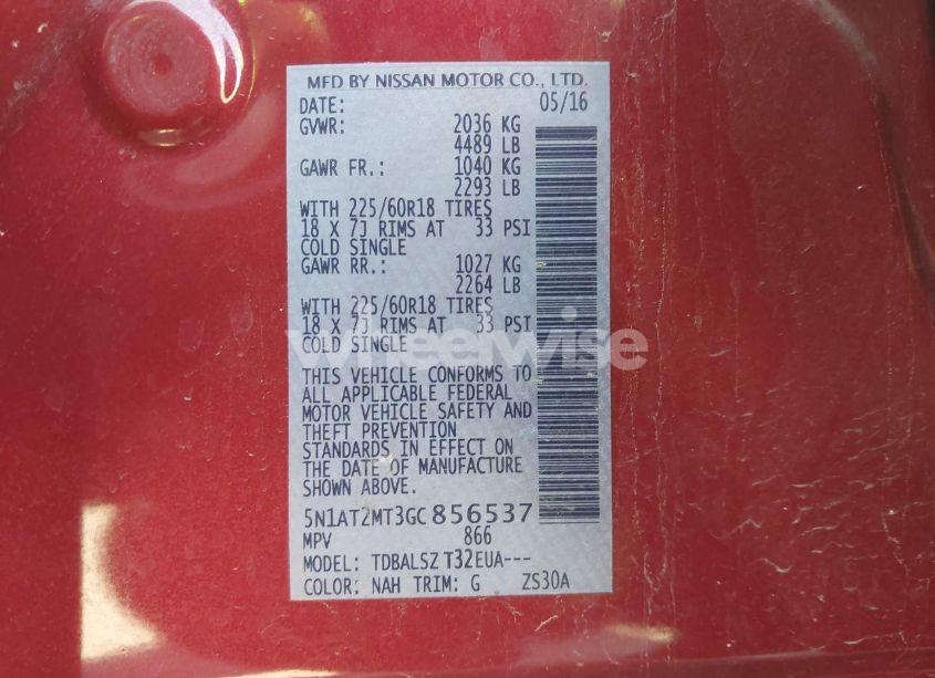 Photo 9 of 2016 Nissan Rogue SL (VIN 5N1AT2MT3GC856537)