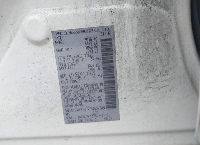 Photo 9 of 2017 Nissan Rogue SV (VIN 5N1AT2MT3HC758836)