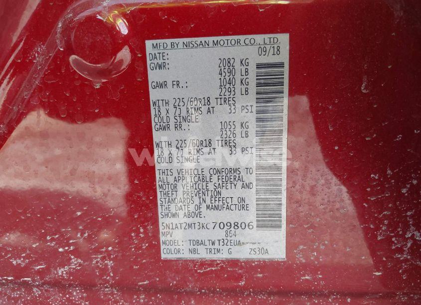 Photo 9 of 2019 Nissan Rogue SV (VIN 5N1AT2MT3KC709806)