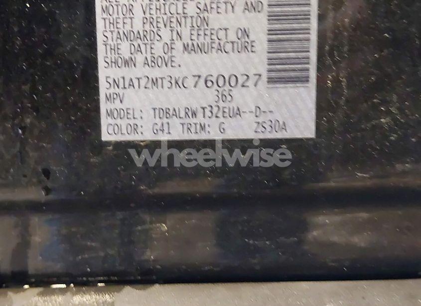 Photo 9 of 2019 Nissan Rogue SL (VIN 5N1AT2MT3KC760027)