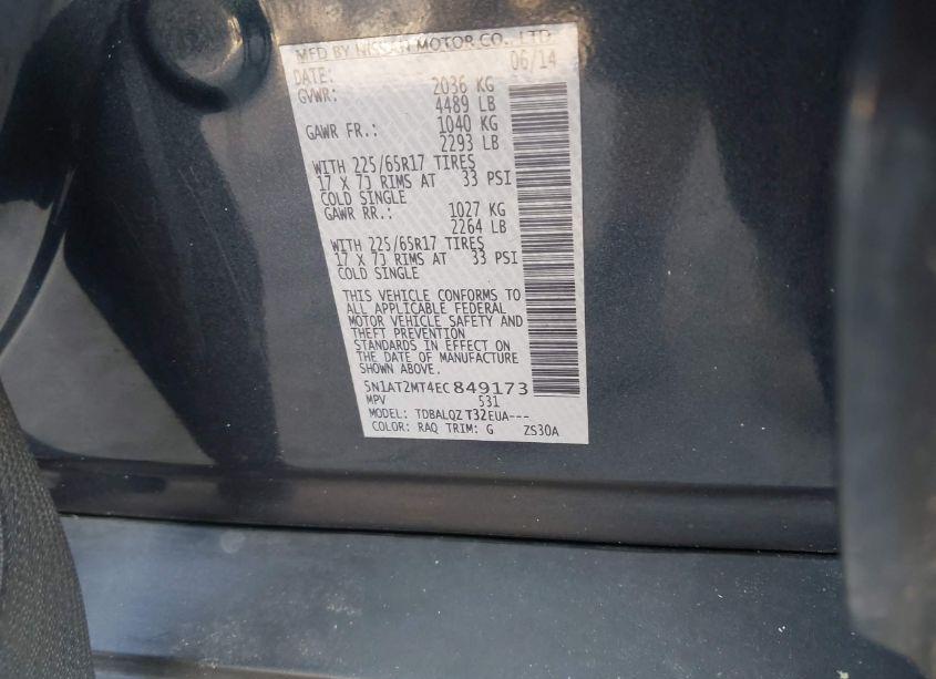 Photo 9 of 2014 Nissan Rogue SV (VIN 5N1AT2MT4EC849173)