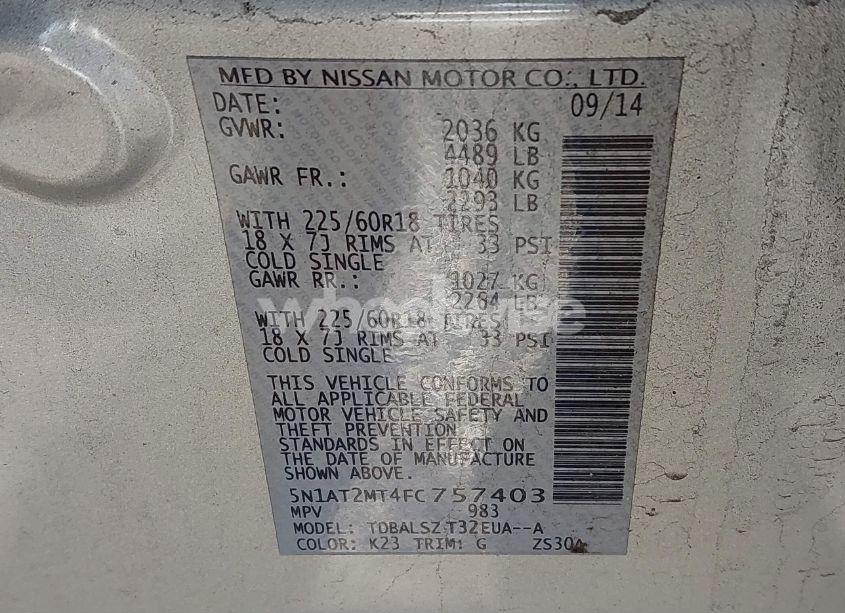 Photo 9 of 2015 Nissan Rogue SL (VIN 5N1AT2MT4FC757403)