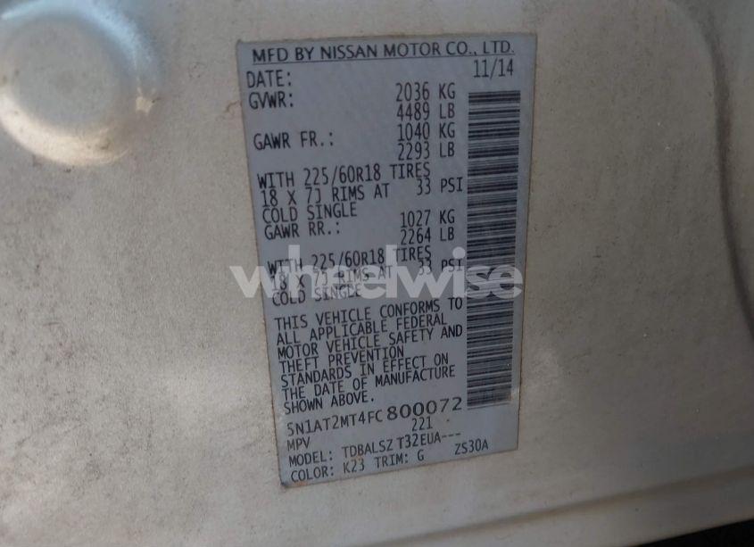 Photo 9 of 2015 Nissan Rogue SL (VIN 5N1AT2MT4FC800072)