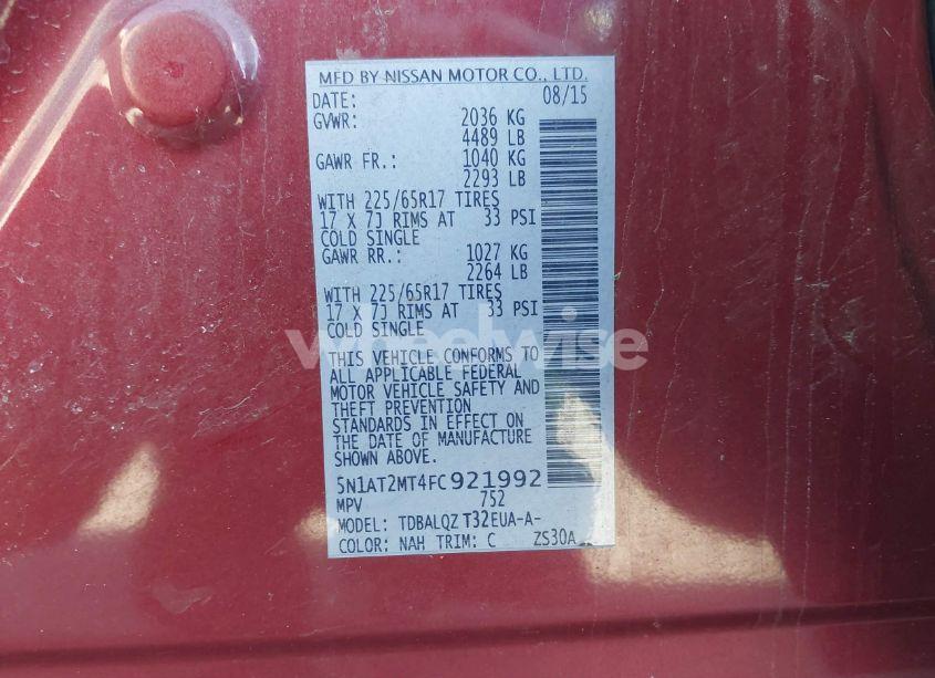 Photo 9 of 2015 Nissan Rogue SV (VIN 5N1AT2MT4FC921992)