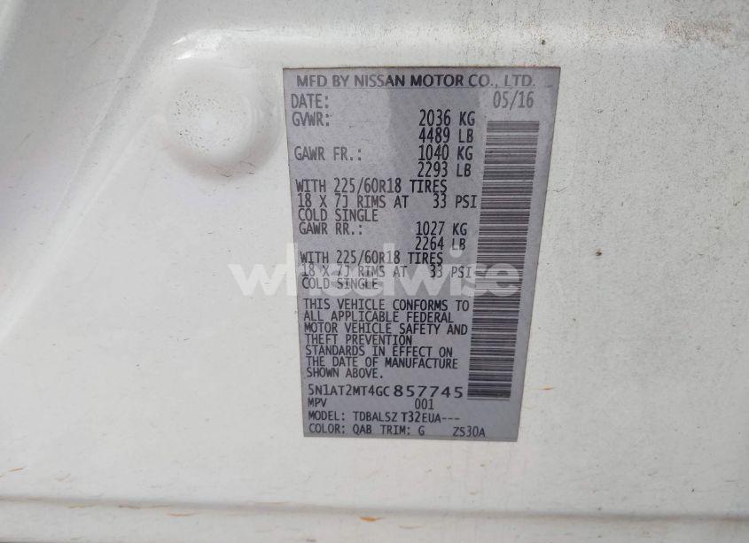 Photo 9 of 2016 Nissan Rogue S/SL/SV (VIN 5N1AT2MT4GC857745)