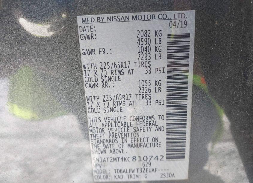 Photo 9 of 2019 Nissan Rogue S (VIN 5N1AT2MT4KC810742)