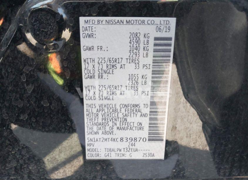 Photo 9 of 2019 Nissan Rogue S (VIN 5N1AT2MT4KC839870)