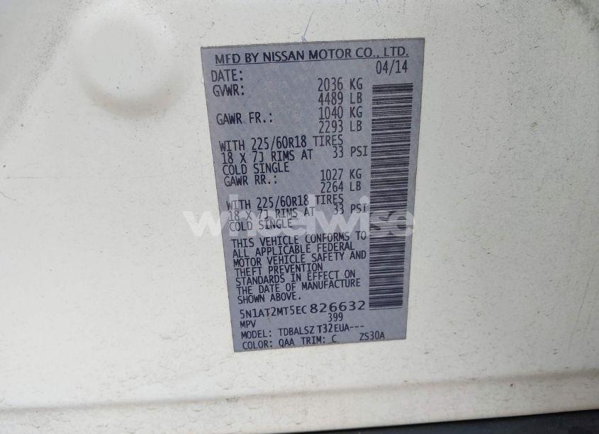 Photo 9 of 2014 Nissan Rogue SL (VIN 5N1AT2MT5EC826632)