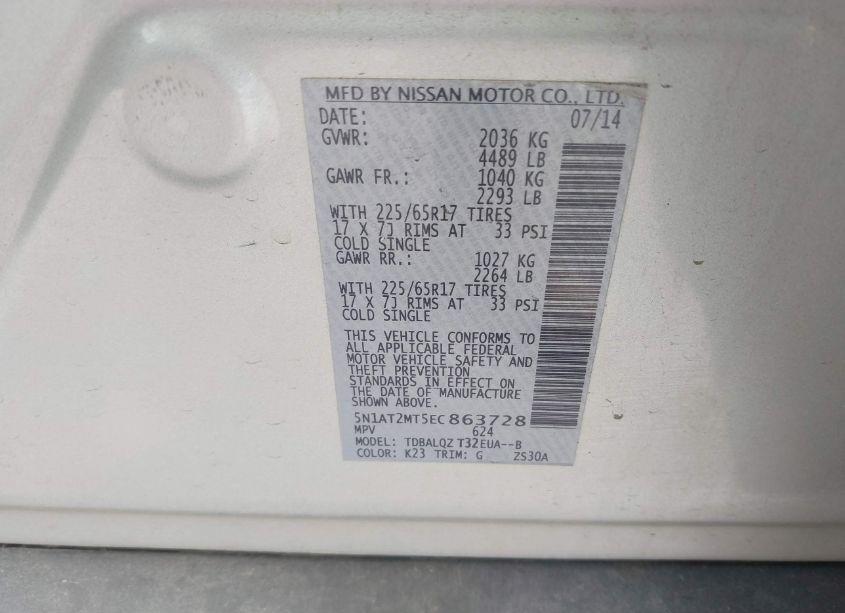 Photo 9 of 2014 Nissan Rogue SV (VIN 5N1AT2MT5EC863728)