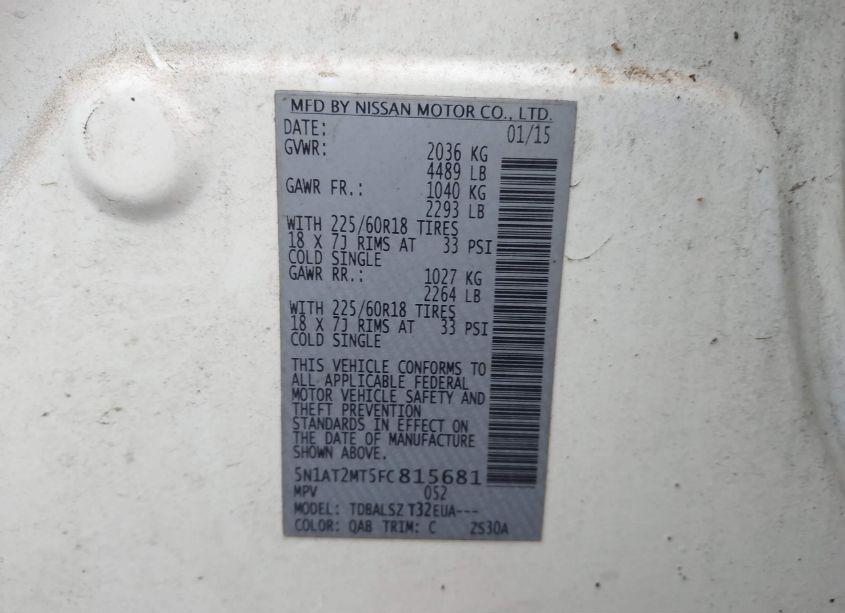 Photo 9 of 2015 Nissan Rogue SL (VIN 5N1AT2MT5FC815681)