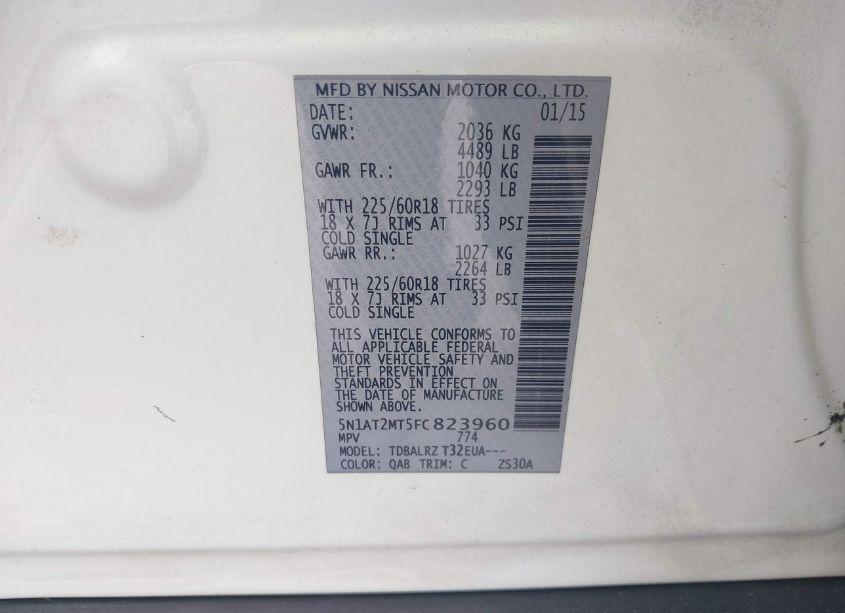 Photo 9 of 2015 Nissan Rogue SL (VIN 5N1AT2MT5FC823960)