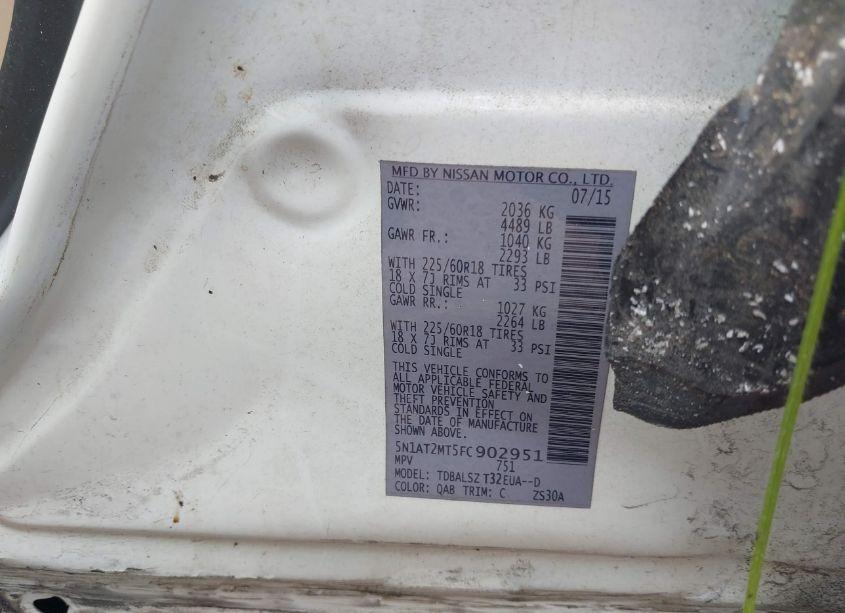 Photo 9 of 2015 Nissan Rogue SL (VIN 5N1AT2MT5FC902951)