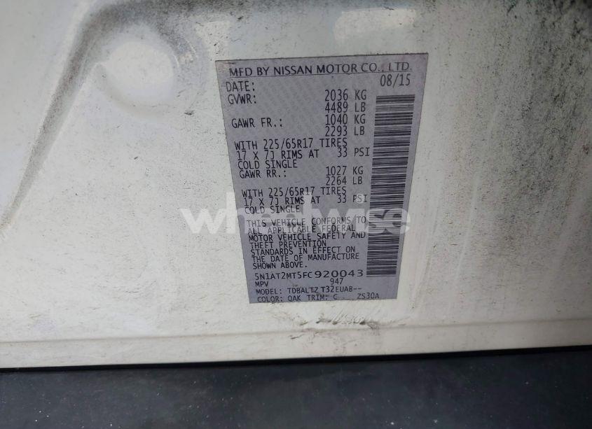 Photo 9 of 2015 Nissan Rogue SV (VIN 5N1AT2MT5FC920043)