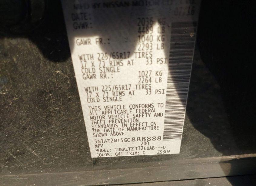 Photo 9 of 2016 Nissan Rogue SV (VIN 5N1AT2MT5GC888888)