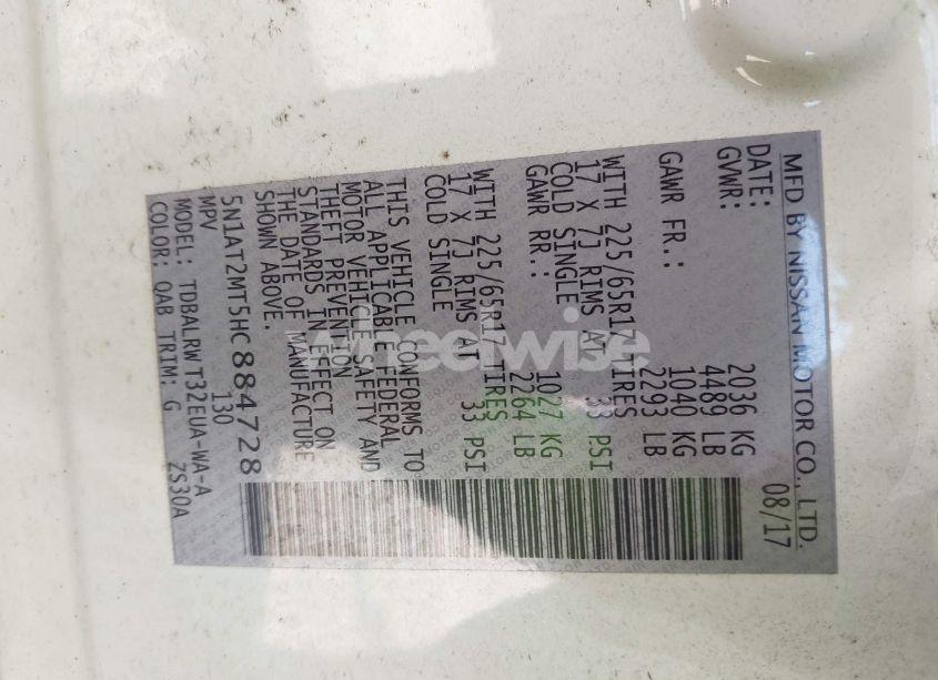 Photo 9 of 2017 Nissan Rogue SL (VIN 5N1AT2MT5HC884728)