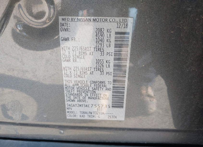 Photo 9 of 2019 Nissan Rogue S (VIN 5N1AT2MT5KC755735)