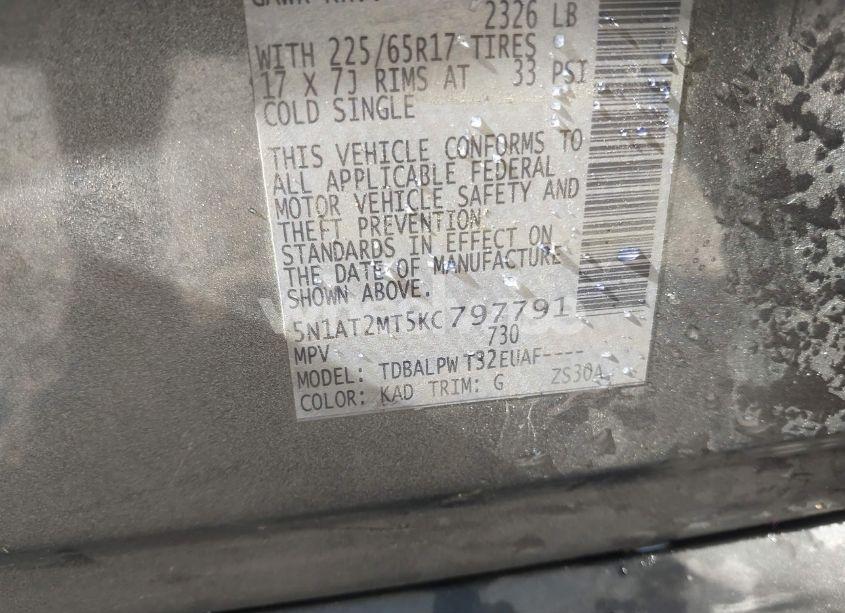 Photo 9 of 2019 Nissan Rogue S (VIN 5N1AT2MT5KC797791)