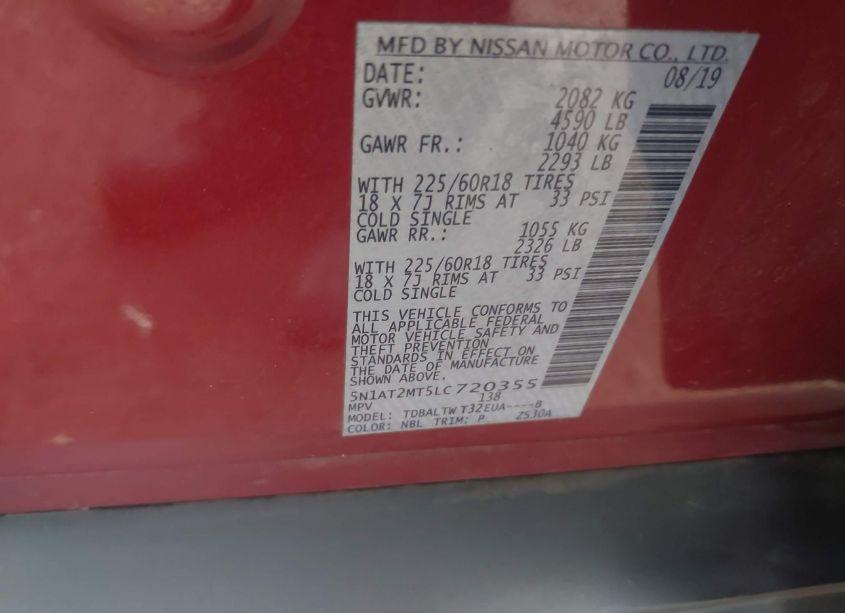 Photo 9 of 2020 Nissan Rogue SV FWD (VIN 5N1AT2MT5LC720355)