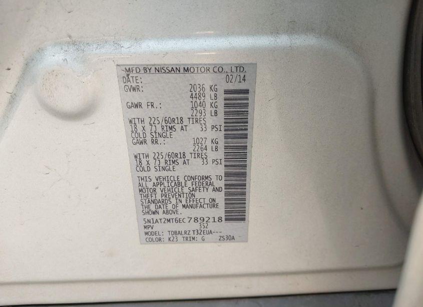 Photo 9 of 2014 Nissan Rogue SL (VIN 5N1AT2MT6EC789218)