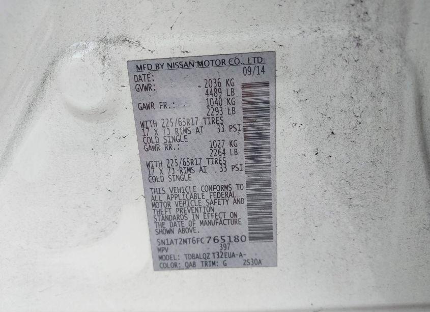 Photo 9 of 2015 Nissan Rogue SV (VIN 5N1AT2MT6FC765180)