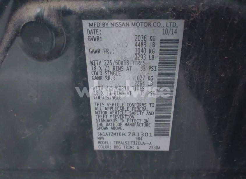 Photo 9 of 2015 Nissan Rogue SL (VIN 5N1AT2MT6FC781301)