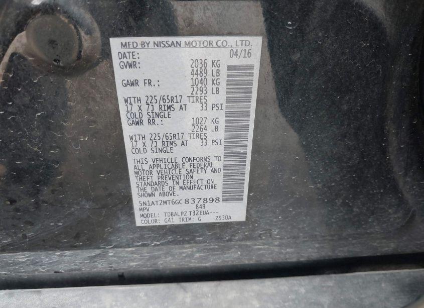 Photo 9 of 2016 Nissan Rogue S (VIN 5N1AT2MT6GC837898)