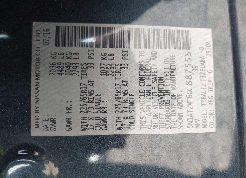 Photo 9 of 2016 Nissan Rogue SV (VIN 5N1AT2MT6GC887555)