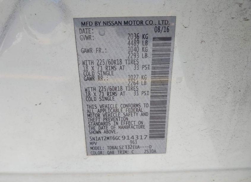 Photo 9 of 2016 Nissan Rogue SL (VIN 5N1AT2MT6GC914317)