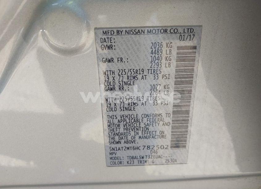 Photo 9 of 2017 Nissan Rogue SL (VIN 5N1AT2MT6HC782502)