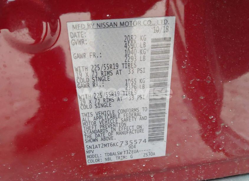 Photo 9 of 2019 Nissan Rogue SL (VIN 5N1AT2MT6KC735574)