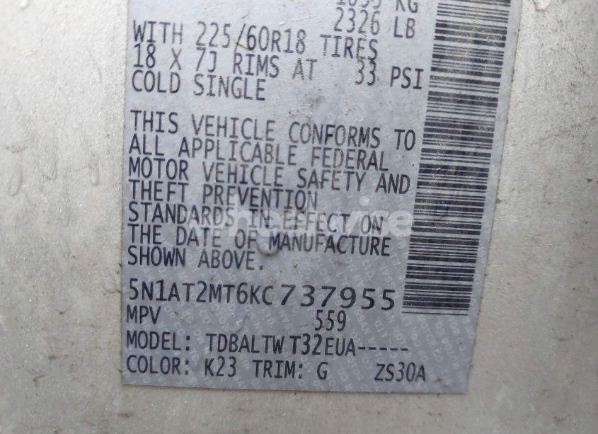 Photo 9 of 2019 Nissan Rogue SV (VIN 5N1AT2MT6KC737955)