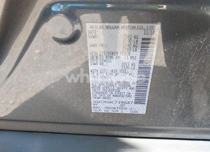 Photo 9 of 2019 Nissan Rogue SL (VIN 5N1AT2MT6KC739687)