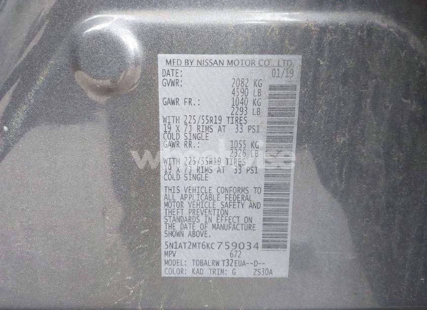 Photo 9 of 2019 Nissan Rogue SL (VIN 5N1AT2MT6KC759034)