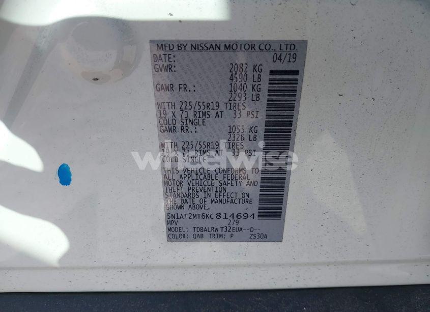 Photo 9 of 2019 Nissan Rogue SL (VIN 5N1AT2MT6KC814694)