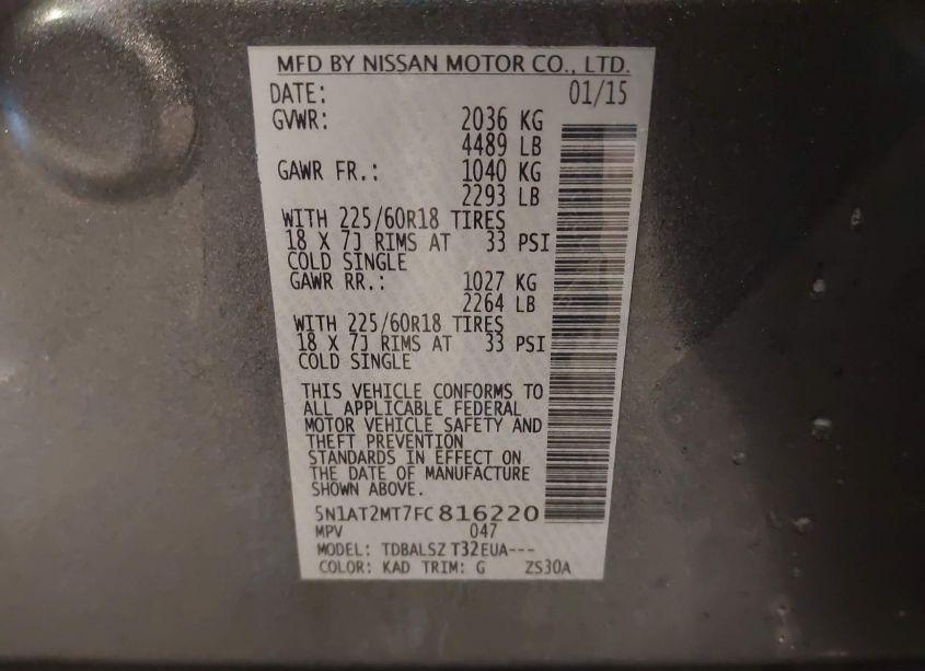 Photo 9 of 2015 Nissan Rogue SL (VIN 5N1AT2MT7FC816220)