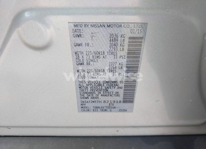 Photo 9 of 2015 Nissan Rogue SL (VIN 5N1AT2MT7FC821918)