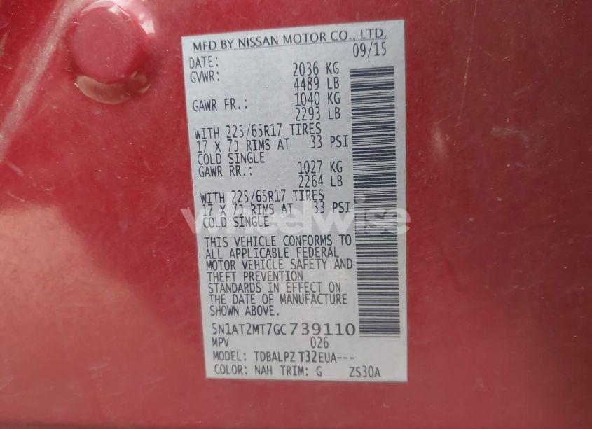 Photo 9 of 2016 Nissan Rogue S/SL/SV (VIN 5N1AT2MT7GC739110)