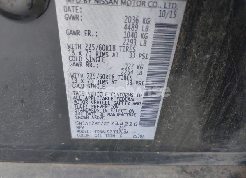 Photo 9 of 2016 Nissan Rogue SL (VIN 5N1AT2MT7GC744226)