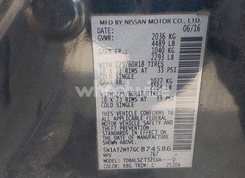 Photo 9 of 2016 Nissan Rogue SL (VIN 5N1AT2MT7GC874586)