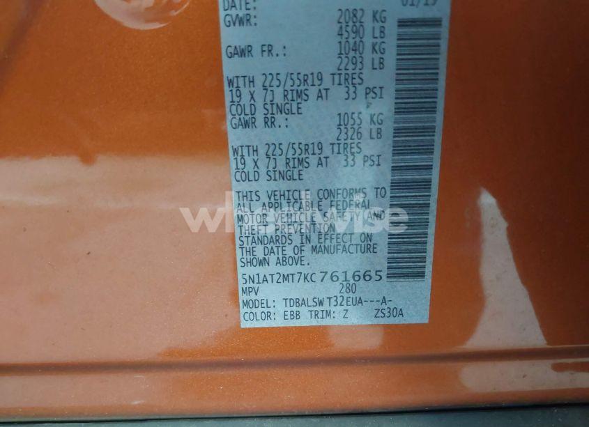 Photo 9 of 2019 Nissan Rogue SL (VIN 5N1AT2MT7KC761665)