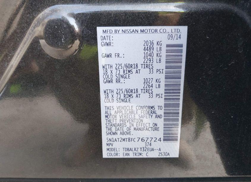Photo 9 of 2015 Nissan Rogue SL (VIN 5N1AT2MT8FC767724)