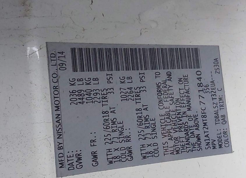 Photo 9 of 2015 Nissan Rogue SL (VIN 5N1AT2MT8FC771840)